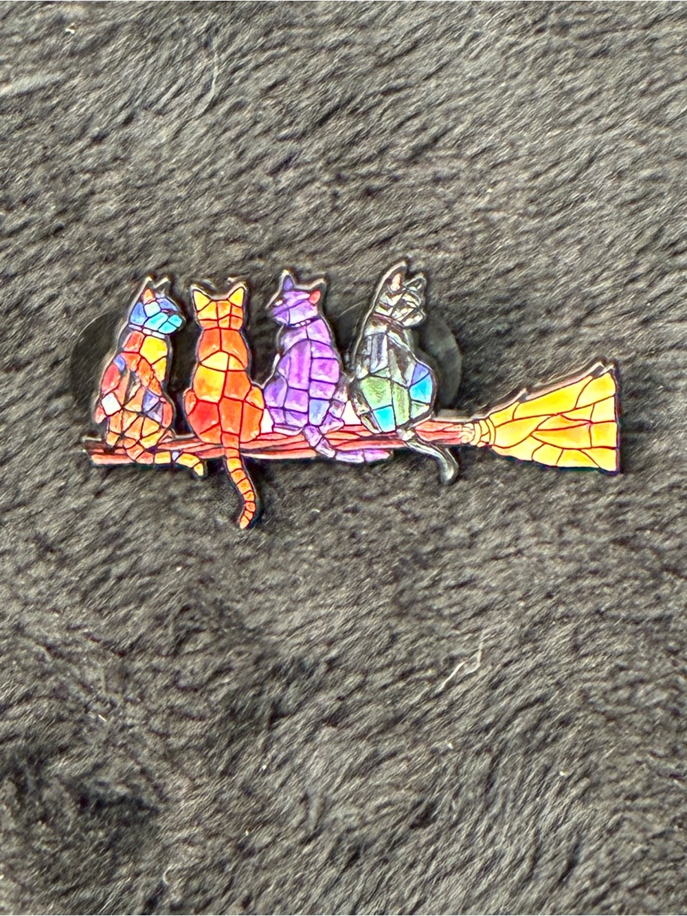 Multicolor Mosaic Cat Brooch Pin – Rainbow Cat Row